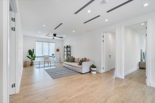 Interior, Living room, Recessed Lighting, Wood Texture Flooring