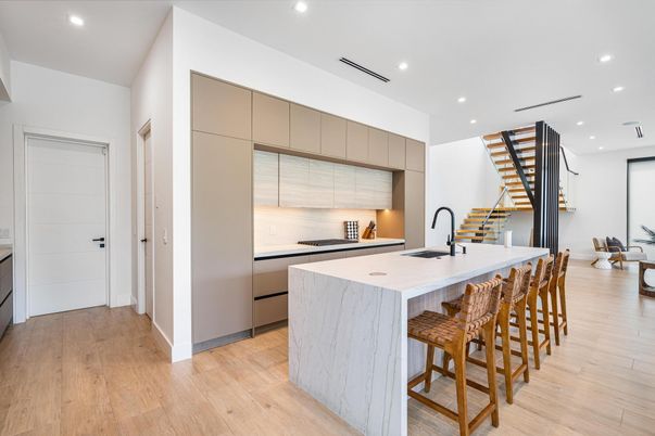 Interior, Kitchen, Recessed Lighting, Wood Texture Flooring