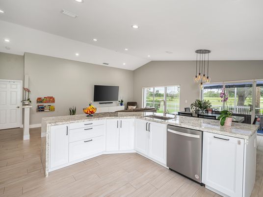Interior, Kitchen, Pendant Lights, Recessed Lighting, Wood Texture Flooring