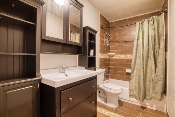 Bathroom, Interior, Wood Texture Flooring, Wooden Walls