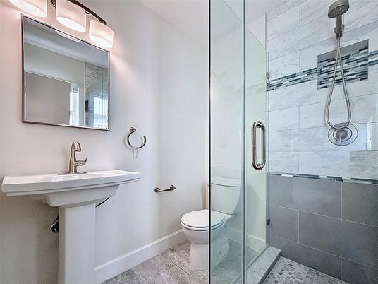 Bathroom, Glass Shower, Interior, Marble Walls