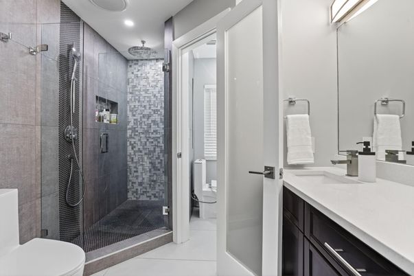 Bathroom, Glass Shower, Interior, Recessed Lighting
