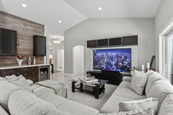 Interior, Living room, Recessed Lighting, Wooden Walls
