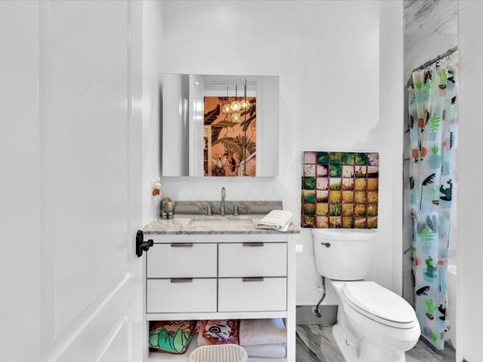 Bathroom, Chandelier, Interior, Wood Texture Flooring