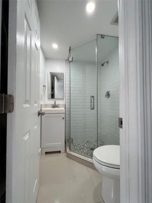 Bathroom, Glass Shower, Interior, Recessed Lighting