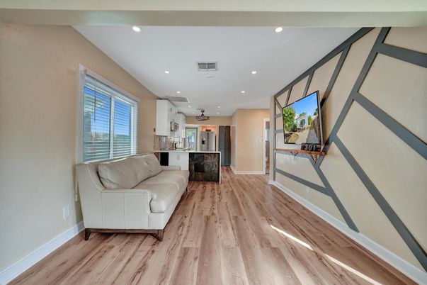Interior, Kitchen, Recessed Lighting, Wood Texture Flooring