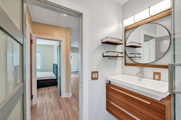 Bathroom, Bedroom, Interior, Recessed Lighting, Wood Texture Flooring