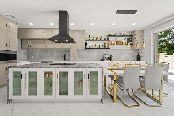 Interior, Kitchen, Marble, Pendant Lights, Recessed Lighting