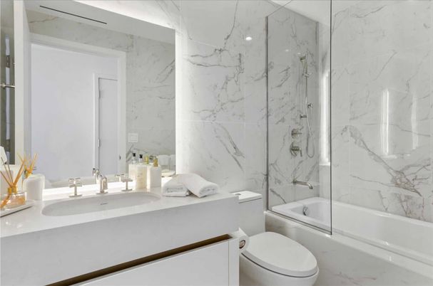 Bathroom, Glass Shower, Interior, Marble Walls
