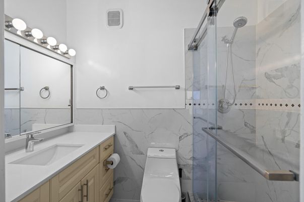 Bathroom, Glass Shower, Interior, Marble Walls