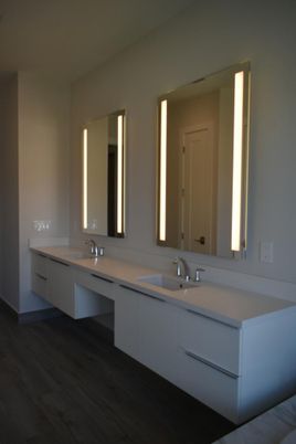 Bathroom, Dual Sink Vanities, Interior, Wood Texture Flooring