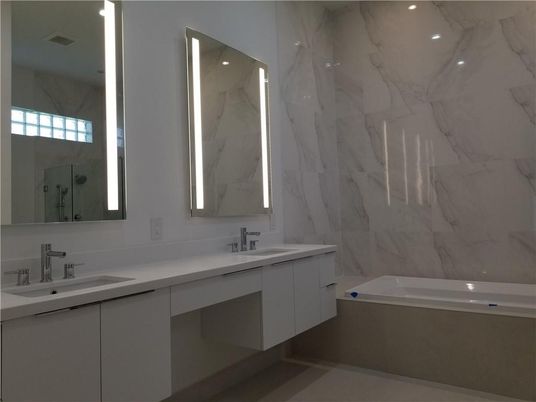 Bathroom, Dual Sink Vanities, Interior, Marble Walls