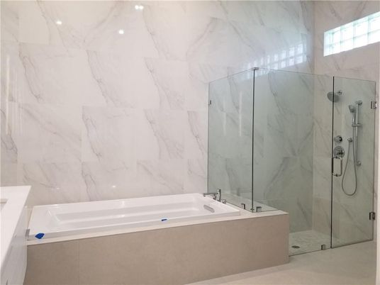 Bathroom, Glass Shower, Interior, Marble Walls