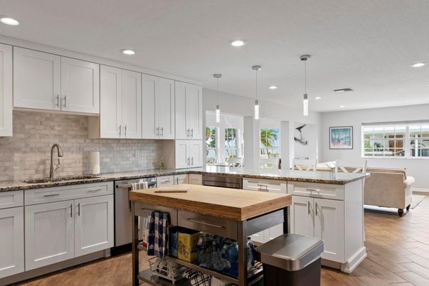 Interior, Kitchen, Pendant Lights, Recessed Lighting, Wood Texture Flooring