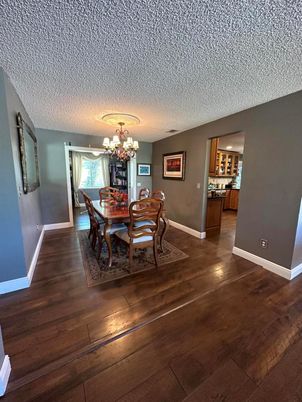 Chandelier, Dining room, Interior, Wood Texture Flooring