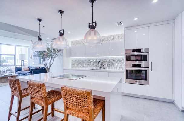 Interior, Kitchen, Pendant Lights, Recessed Lighting, Stainless Steel Appliances
