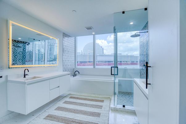 Bathroom, Glass Shower, Interior, Recessed Lighting