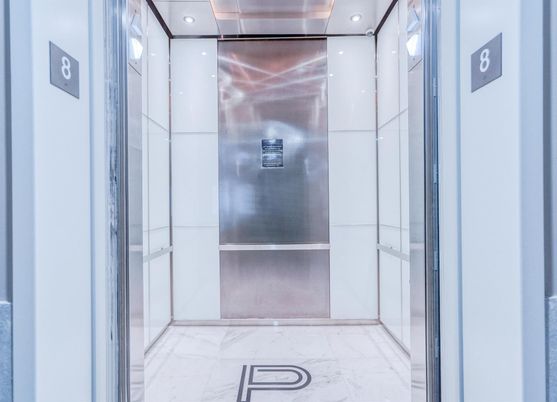 Elevator, Interior, Marble, Recessed Lighting