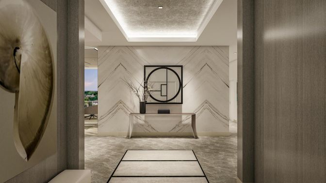 Interior, Marble Walls, Recessed Lighting