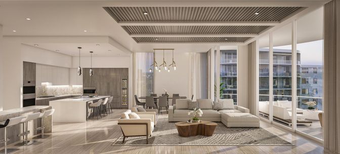 Dining room, Interior, Kitchen, Living room, Pendant Lights, Recessed Lighting, Stainless Steel Appliances, Wood Texture Flooring