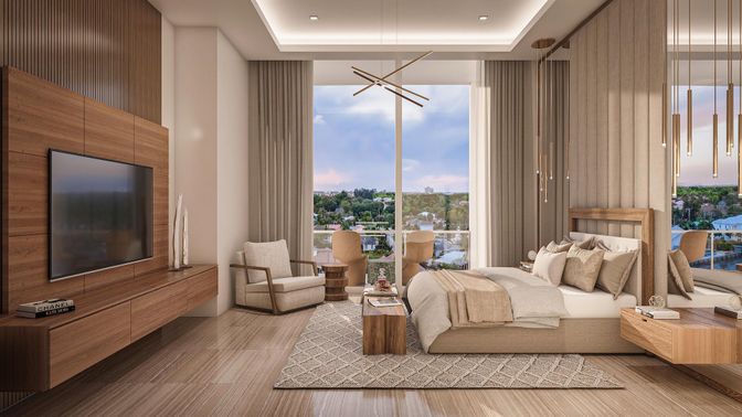 Interior, Living room, Pendant Lights, Recessed Lighting, Wood Texture Flooring, Wooden Walls