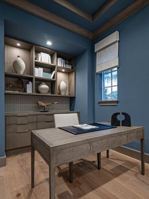 Home Office, Interior, Recessed Lighting, Wood Texture Flooring