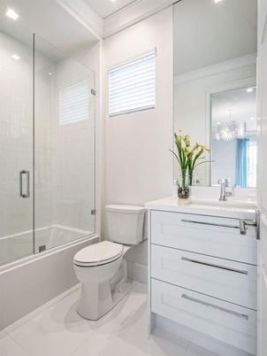 Bathroom, Glass Shower, Interior, Recessed Lighting