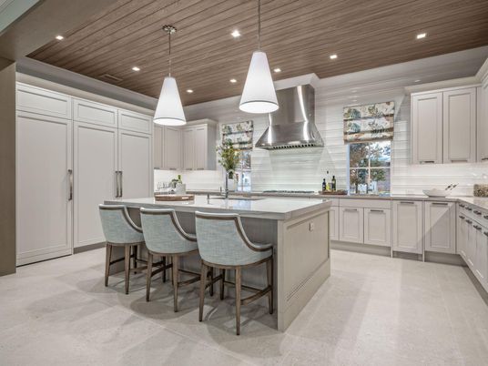 Interior, Kitchen, Pendant Lights, Recessed Lighting, Stainless Steel Appliances, Wooden Ceilings