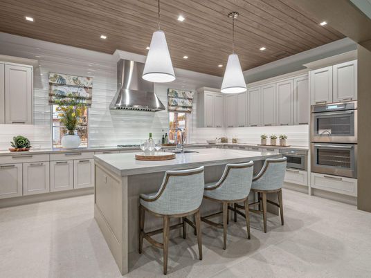 Interior, Kitchen, Pendant Lights, Recessed Lighting, Stainless Steel Appliances, Wooden Ceilings