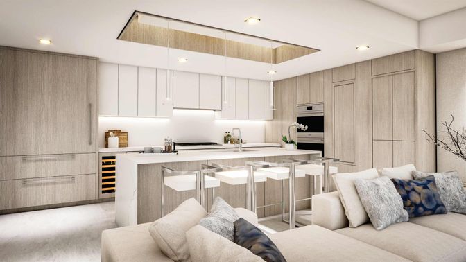 Interior, Kitchen, Living room, Pendant Lights, Recessed Lighting, Stainless Steel Appliances