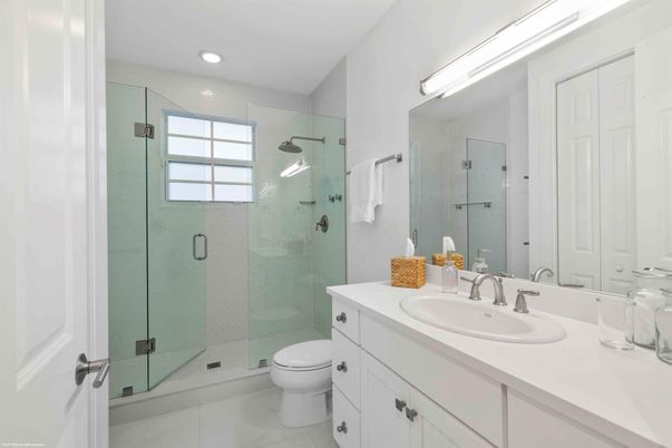 Bathroom, Glass Shower, Interior, Recessed Lighting