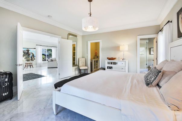 Bedroom, Interior, Marble, Pendant Lights