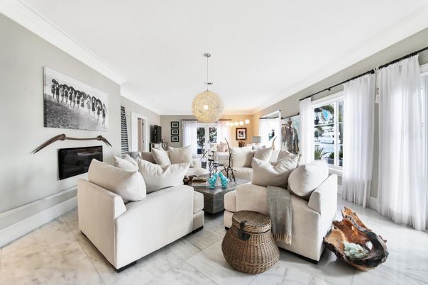 Fireplace, Interior, Living room, Marble, Pendant Lights