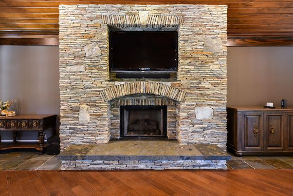 Fireplace, Interior, Stone Walls, Wood Texture Flooring