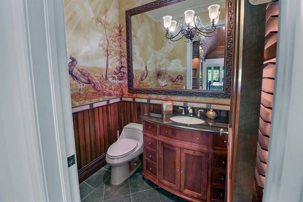 Bathroom, Chandelier, Interior