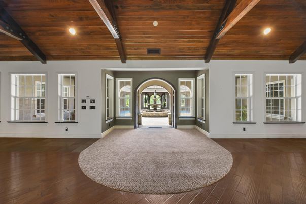 Empty room, Interior, Recessed Lighting, Wooden Beams, Wooden Ceilings, Wood Texture Flooring