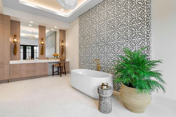 Bathroom, Dual Sink Vanities, Free Standing Baths, Interior, Recessed Lighting