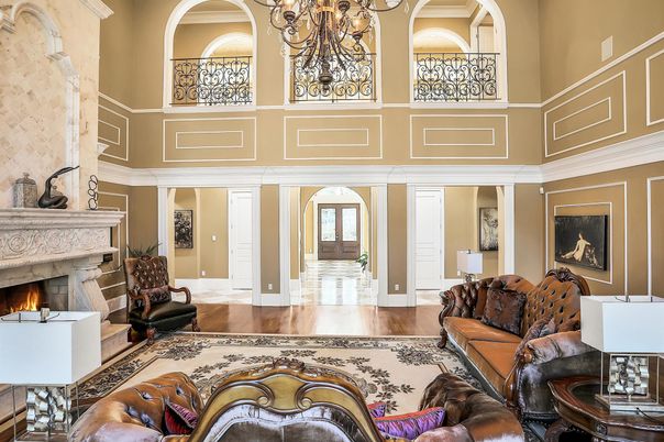 Chandelier, Fireplace, Interior, Living room, Wood Texture Flooring