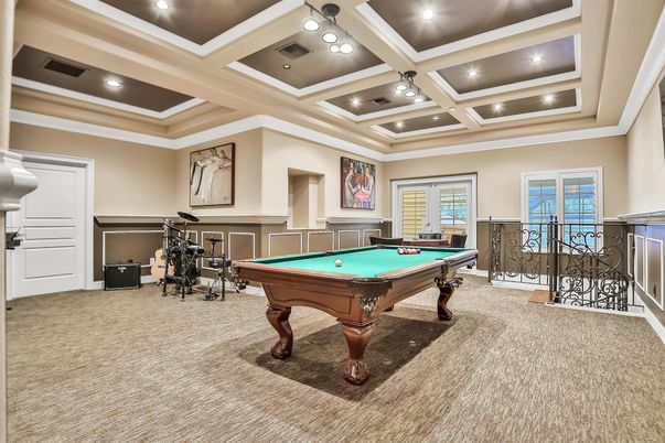 Billiard Table, Game Room, Interior, Recessed Lighting
