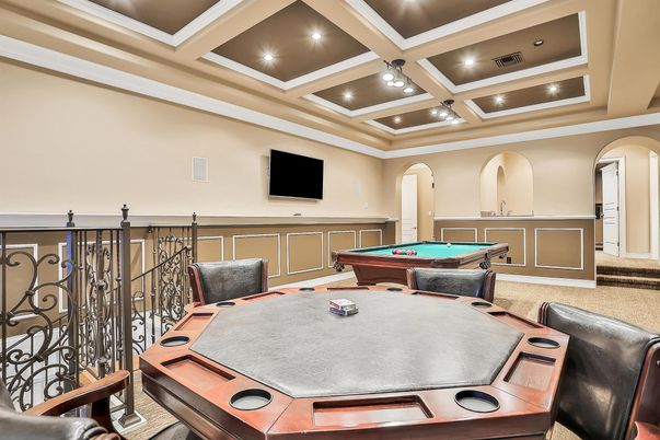 Billiard Table, Game Room, Interior, Recessed Lighting