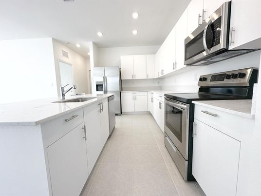 Interior, Kitchen, Recessed Lighting, Stainless Steel Appliances
