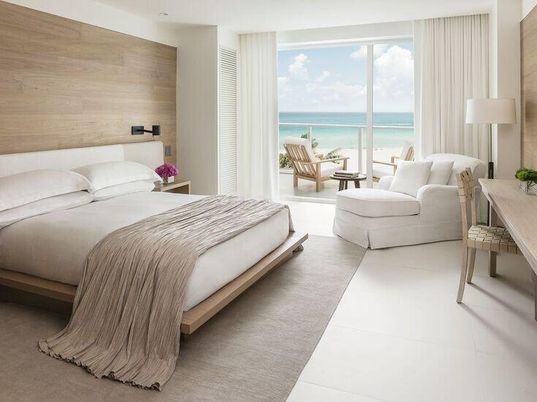Bedroom, Interior, Recessed Lighting, Water, Wooden Walls