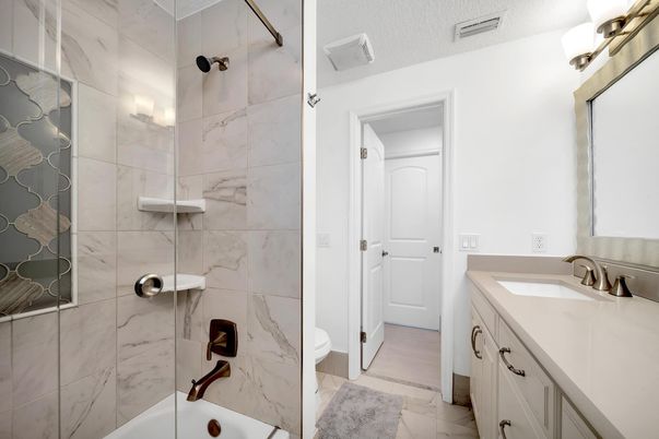 Bathroom, Glass Shower, Interior, Marble Walls