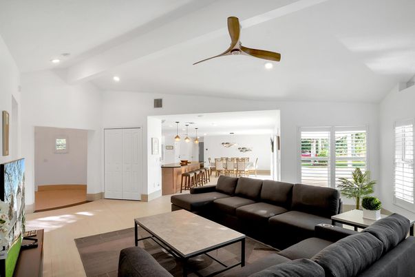 Dining room, Interior, Kitchen, Living room, Pendant Lights, Recessed Lighting, Wood Texture Flooring