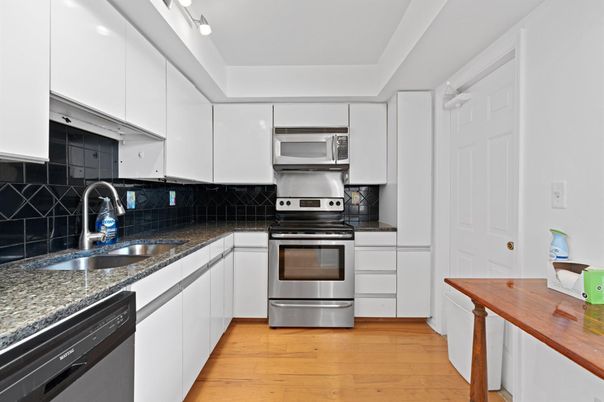 Interior, Kitchen, Stainless Steel Appliances, Wood Texture Flooring