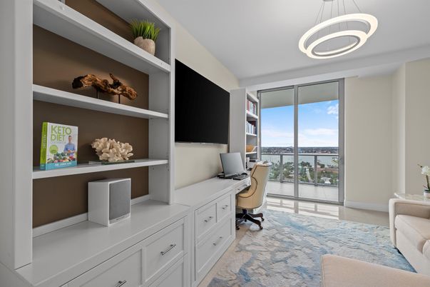 Home Office, Interior, Pendant Lights, Wood Texture Flooring