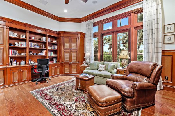 Home Office, Interior, Recessed Lighting, Wood Texture Flooring