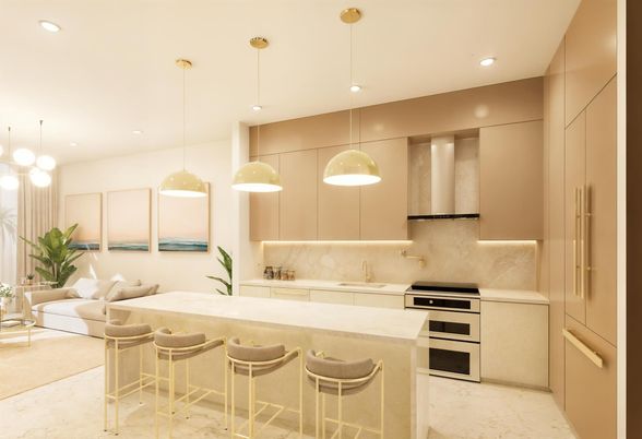 Interior, Kitchen, Pendant Lights, Recessed Lighting, Stainless Steel Appliances