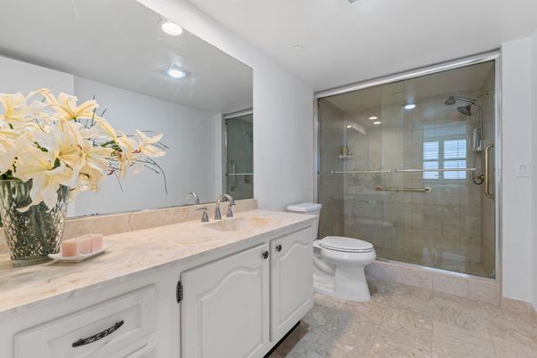 Bathroom, Glass Shower, Interior, Recessed Lighting