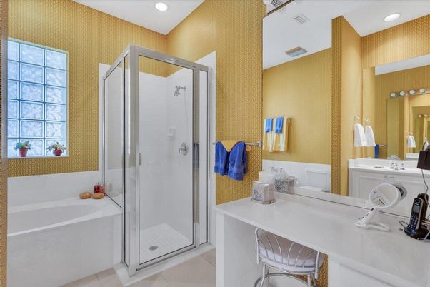 Bathroom, Glass Shower, Interior, Recessed Lighting